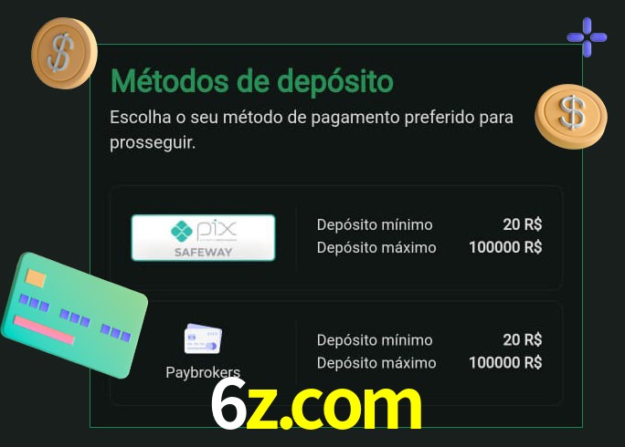 O cassino 6z.com oferece uma grande variedade de métodos de pagamento